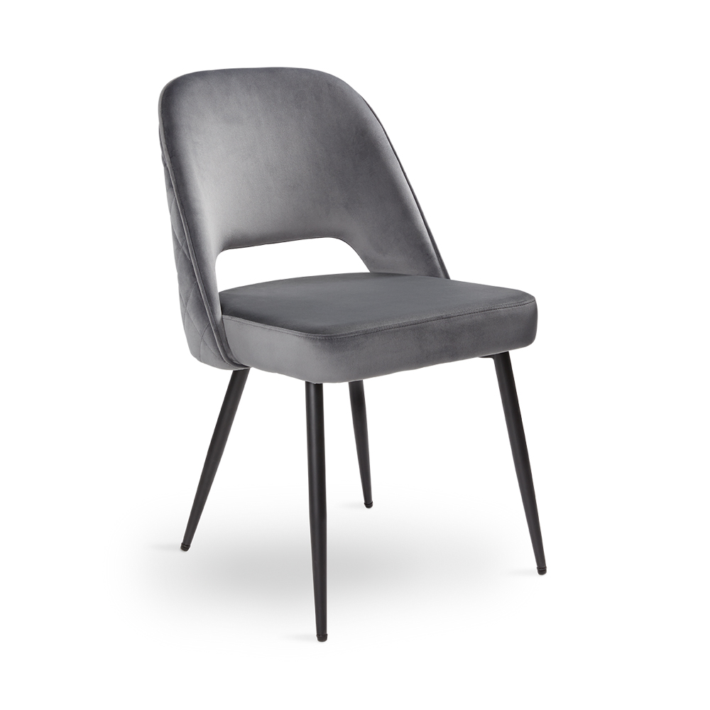 Hilda Dining Chair: Grey Velvet